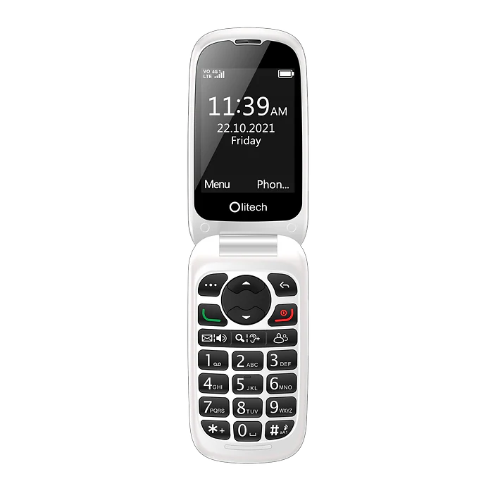 Open Box Olitech Easy Flip 2 4G Seniors Phone Big Buttons GPS Location - Black/White