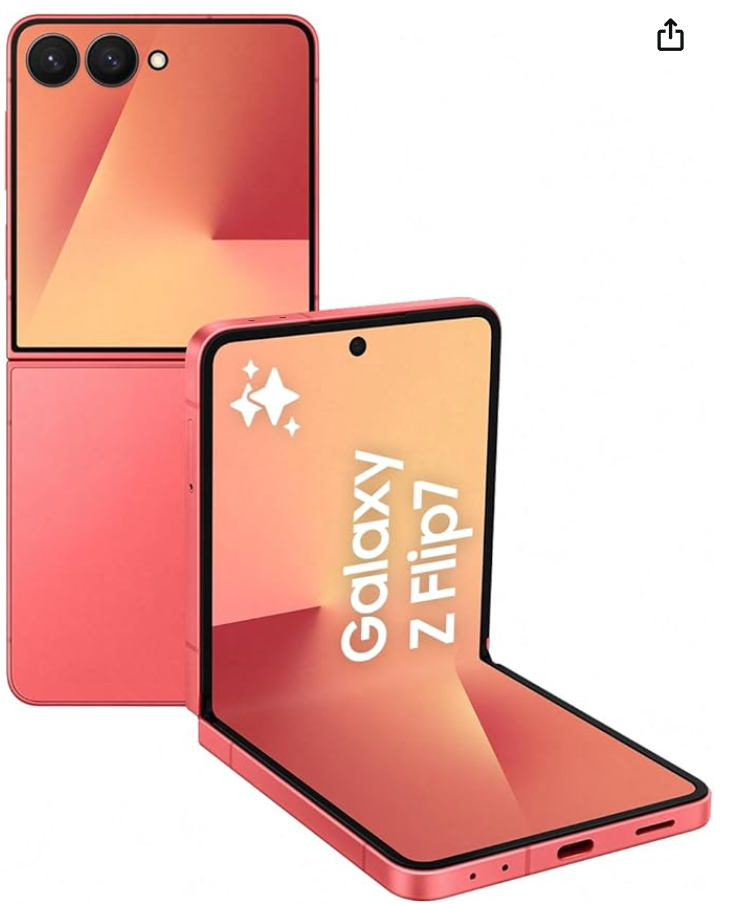 Samsung Galaxy Z Flip7 [AU Version], AI Phone, Coral Red, Thin and Light Foldable Design, Larger Cover Screen, 50 MP Camera for Selfie, 3nm Processor, 512GB Storage, 12GB Memory, 4300 mAh Battery